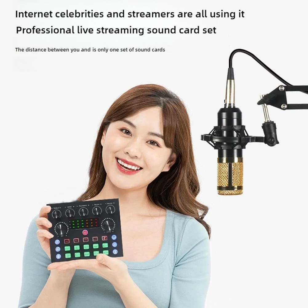 ست تجهیزات پادکست، رابط صوتی با تغییر صدا و میکروفون کندانسور، پایه ضبط کامپیوتر، لوازم جانبی پخش زنده، ایده آل برای ضبط، آواز خواندن و بازی (M8) ست تجهیزات پادکست، رابط صوتی با تغییر صدا و میکروفون کندانسور، پایه ضبط کامپیوتر، لوازم جانبی پخش زنده، ایده آل برای ضبط، آواز خواندن و بازی (M8)