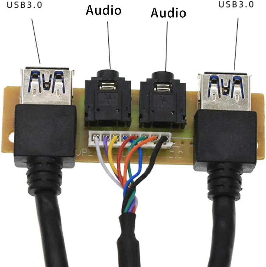 پنل جلویی کیس 60 سانتی متری با پورت های USB3.0 + USB3.0 + اتصالات صوتی HD، برد ورودی/خروجی + کابل داخلی، سیم پنل USB، سیم توسعه کیس DIY پنل جلویی کیس 60 سانتی متری با پورت های USB3.0 + USB3.0 + اتصالات صوتی HD، برد ورودی/خروجی + کابل داخلی، سیم پنل USB، سیم توسعه کیس DIY