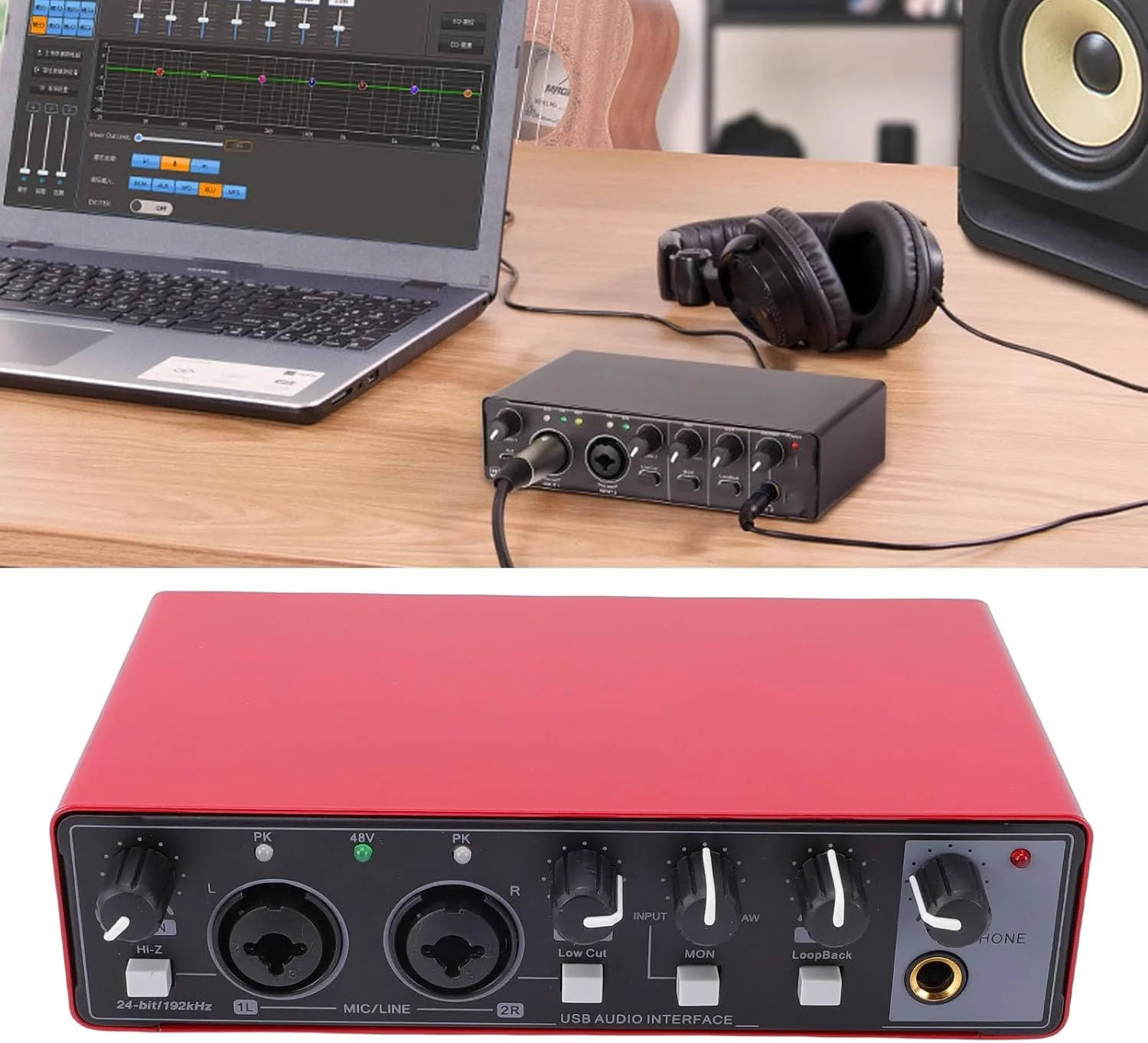 اینترفیس صوتی USB-C برای کامپیوتر، 24 بیت/192 کیلوهرتز، ورودی دوگانه TS/XLR، برای پادکست، گیتار، ضبط موسیقی، پخش زنده (قرمز) اینترفیس صوتی USB-C برای کامپیوتر، 24 بیت/192 کیلوهرتز، ورودی دوگانه TS/XLR، برای پادکست، گیتار، ضبط موسیقی، پخش زنده (قرمز)