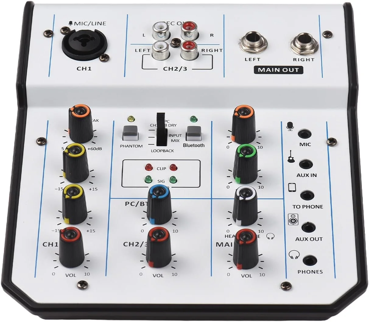 میکسر صدا Vikye، میکسر جمع و جور 3 کاناله با تغذیه فانتوم برای ضبط استودیویی خانگی، شبکه DJ، پخش زنده، منبع تغذیه Type-C، اتصالات XLR/6.35 میلیمتری/3.5 میلیمتری، چند منظوره میکسر صدا Vikye، میکسر جمع و جور 3 کاناله با تغذیه فانتوم برای ضبط استودیویی خانگی، شبکه DJ، پخش زنده، منبع تغذیه Type-C، اتصالات XLR/6.35 میلیمتری/3.5 میلیمتری، چند منظوره