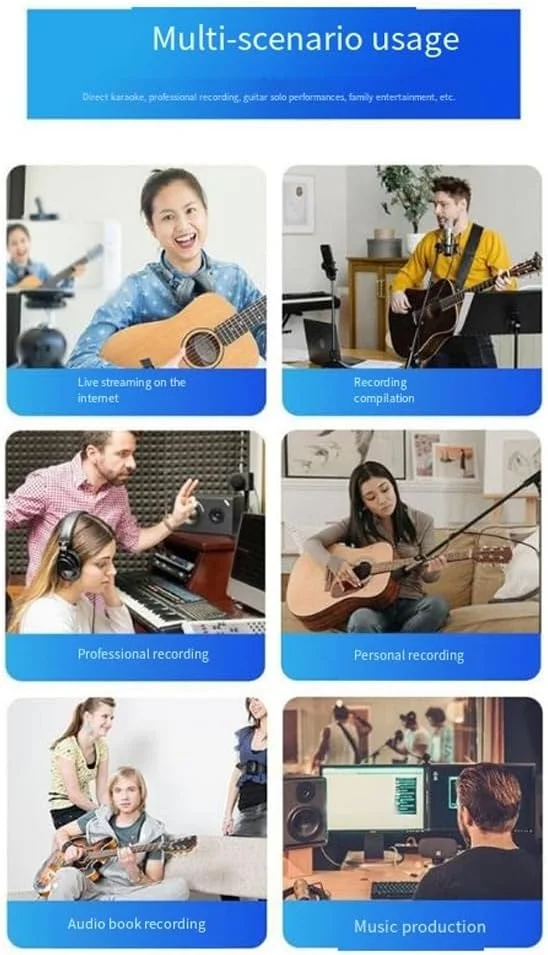 کارت صدای حرفه ای با قابلیت مانیتورینگ، گیتار الکتریک، ضبط زنده برای استودیو، آواز، میکروفون کارت صدای حرفه ای با قابلیت مانیتورینگ، گیتار الکتریک، ضبط زنده برای استودیو، آواز، میکروفون