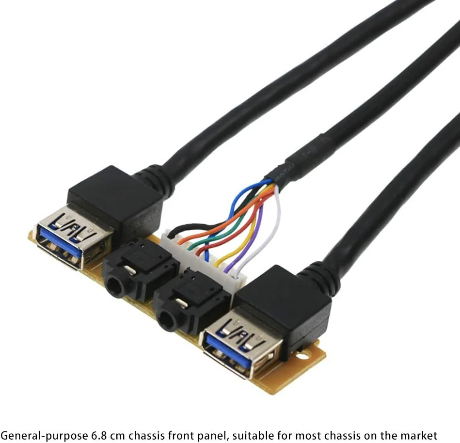 پنل جلویی کیس 60 سانتی متری با پورت های USB3.0 + USB3.0 + اتصالات صوتی HD، برد ورودی/خروجی + کابل داخلی، کابل توسعه کیس DIY پنل جلویی کیس 60 سانتی متری با پورت های USB3.0 + USB3.0 + اتصالات صوتی HD، برد ورودی/خروجی + کابل داخلی، کابل توسعه کیس DIY