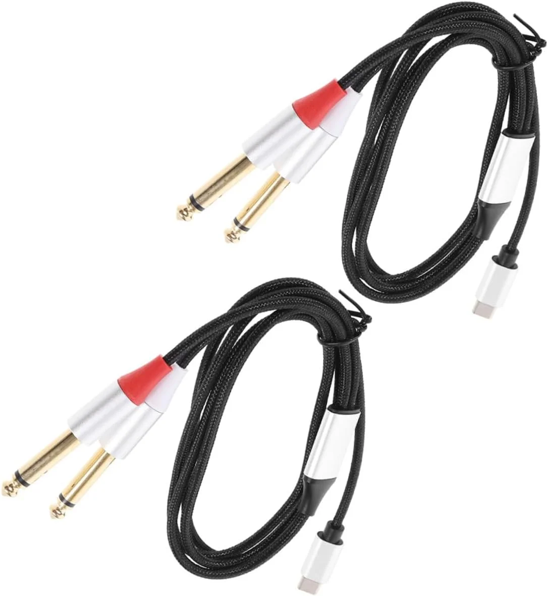 دو عدد کابل USB C به دوگانه صدا، آداپتور C به جک، نایلون TPE با اتصالات روکش طلا، سازگار با تلفن هوشمند، تبلت، لپ تاپ، آمپلی فایر، بلندگو دو عدد کابل USB C به دوگانه صدا، آداپتور C به جک، نایلون TPE با اتصالات روکش طلا، سازگار با تلفن هوشمند، تبلت، لپ تاپ، آمپلی فایر، بلندگو