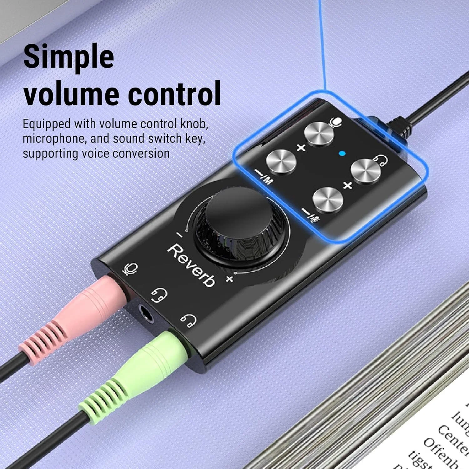 کارت صدای USB Bewinner با صدای فراگیر 7.1، کنترل حجم صدا و تغییر صدا، آداپتور صوتی USB به جک 3.5 میلی متری برای رایانه شخصی، لپ تاپ، هدست، بازی، چت