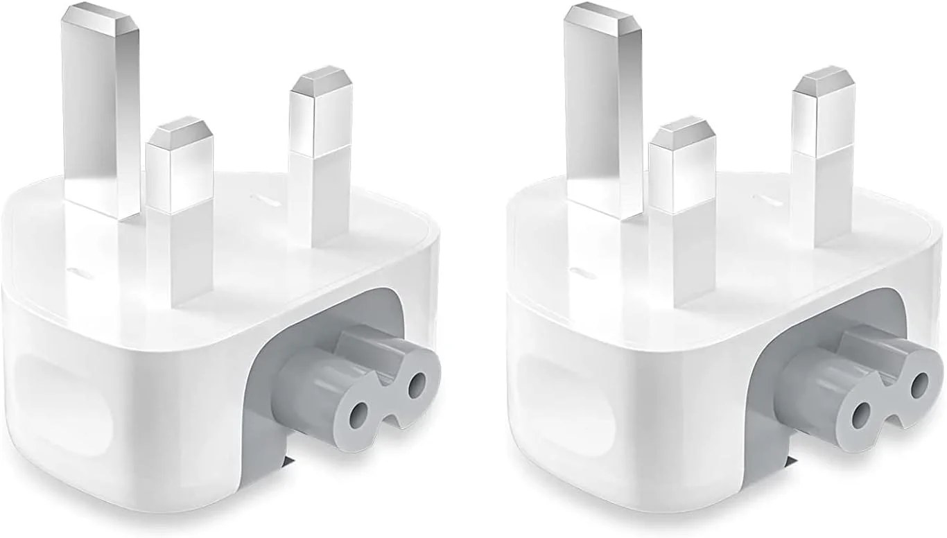 آداپتور برق سه پین NTECH مدل Duckhead با فیوز، سازگار با اپل مک بوک، آیپد، Mag-Safe و Mag-Safe 2، سفید، نوع G، 240 ولت AC، بسته 2 عددی آداپتور برق سه پین NTECH مدل Duckhead با فیوز، سازگار با اپل مک بوک، آیپد، Mag-Safe و Mag-Safe 2، سفید، نوع G، 240 ولت AC، بسته 2 عددی