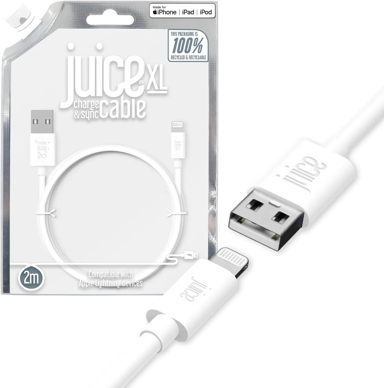 کابل USB-A به Apple Lightning کیان داریا، شارژ و همگامسازی داده تقویتشده با TPE قابل بازیافت 100٪، شارژ سریع دارای گواهی MFI، سازگار با iPhone 17 16 15 14 13 12 11 Pro Max XR XS X 8 SE، iPad، 2 متری، سفید کابل USB-A به Apple Lightning کیان داریا، شارژ و همگامسازی داده تقویتشده با TPE قابل بازیافت 100٪، شارژ سریع دارای گواهی MFI، سازگار با iPhone 17 16 15 14 13 12 11 Pro Max XR XS X 8 SE، iPad، 2 متری، سفید