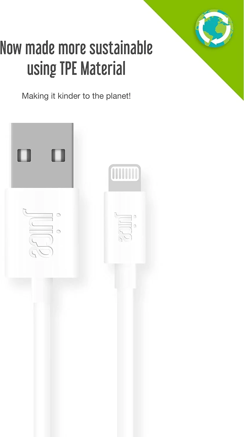 کابل USB-A به Apple Lightning کیان داریا، شارژ و همگامسازی داده تقویتشده با TPE قابل بازیافت 100٪، شارژ سریع دارای گواهی MFI، سازگار با iPhone 17 16 15 14 13 12 11 Pro Max XR XS X 8 SE، iPad، 2 متری، سفید کابل USB-A به Apple Lightning کیان داریا، شارژ و همگامسازی داده تقویتشده با TPE قابل بازیافت 100٪، شارژ سریع دارای گواهی MFI، سازگار با iPhone 17 16 15 14 13 12 11 Pro Max XR XS X 8 SE، iPad، 2 متری، سفید
