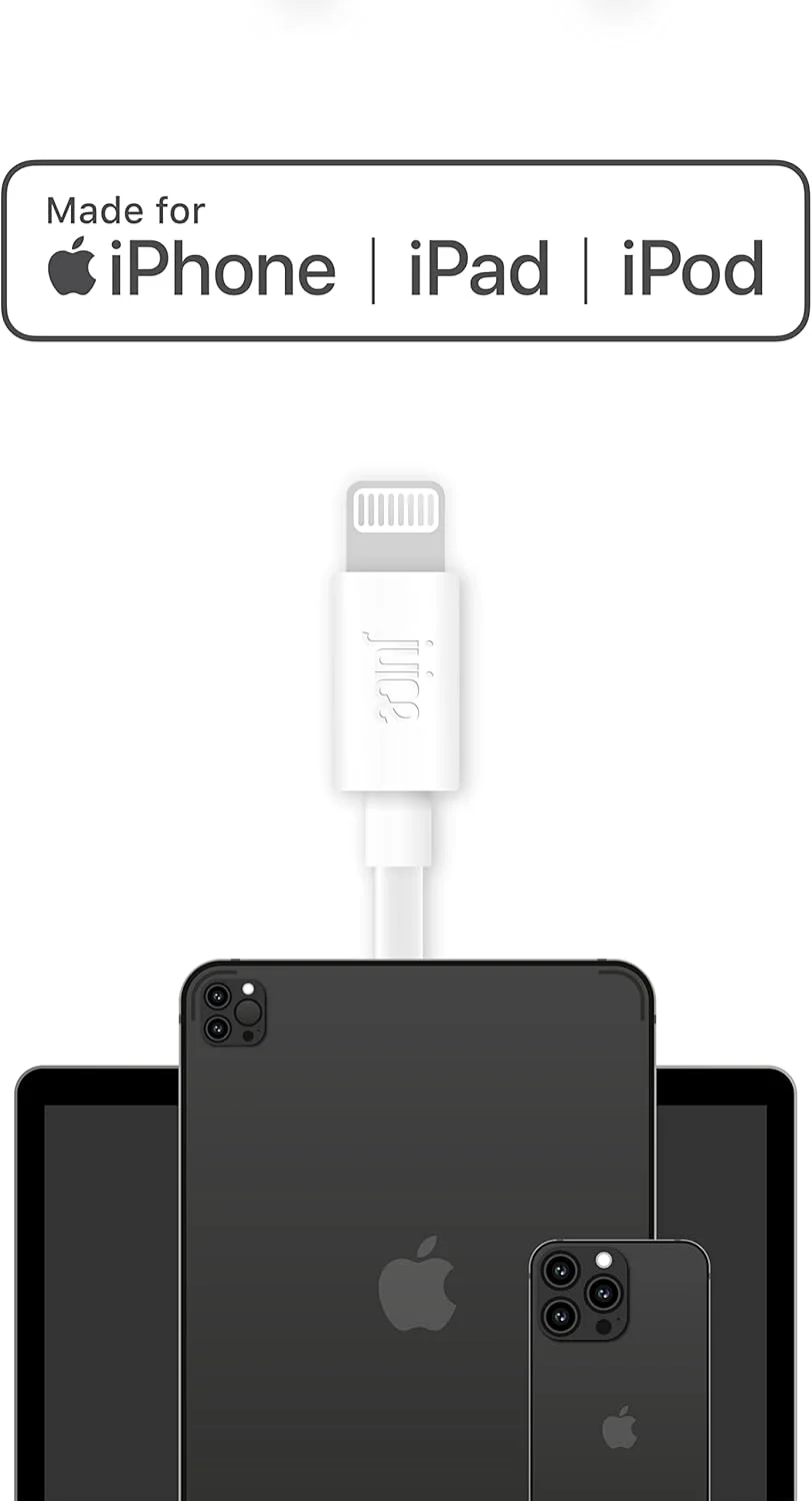 کابل USB-A به Apple Lightning کیان داریا، شارژ و همگامسازی داده تقویتشده با TPE قابل بازیافت 100٪، شارژ سریع دارای گواهی MFI، سازگار با iPhone 17 16 15 14 13 12 11 Pro Max XR XS X 8 SE، iPad، 2 متری، سفید کابل USB-A به Apple Lightning کیان داریا، شارژ و همگامسازی داده تقویتشده با TPE قابل بازیافت 100٪، شارژ سریع دارای گواهی MFI، سازگار با iPhone 17 16 15 14 13 12 11 Pro Max XR XS X 8 SE، iPad، 2 متری، سفید