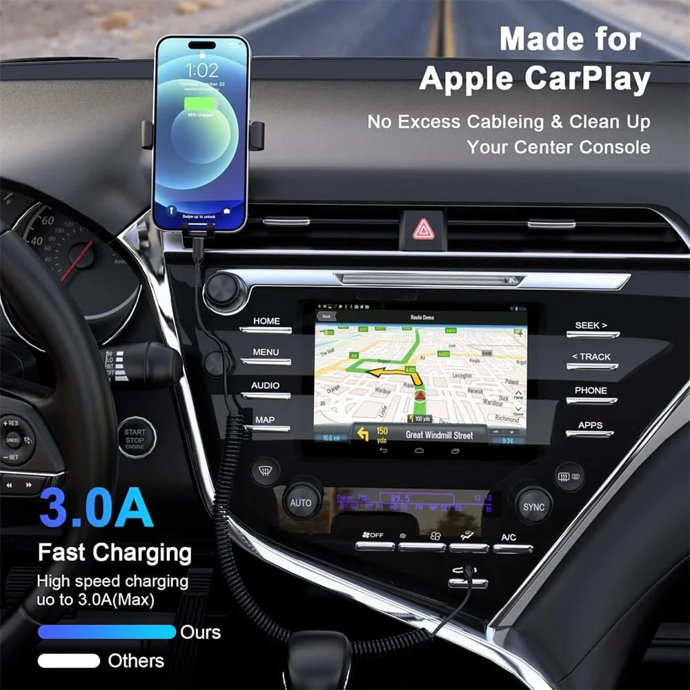 کابل لایتنینگ فنری برای خودرو، کابل شارژ سریع جمع شونده آیفون، کابل کوتاه USB به لایتنینگ اپل کارپلی برای آیفون 14 13 12 11 پرو مکس مینی XR XS 8 SE آیپد (1.5 متر) کابل لایتنینگ فنری برای خودرو، کابل شارژ سریع جمع شونده آیفون، کابل کوتاه USB به لایتنینگ اپل کارپلی برای آیفون 14 13 12 11 پرو مکس مینی XR XS 8 SE آیپد (1.5 متر)