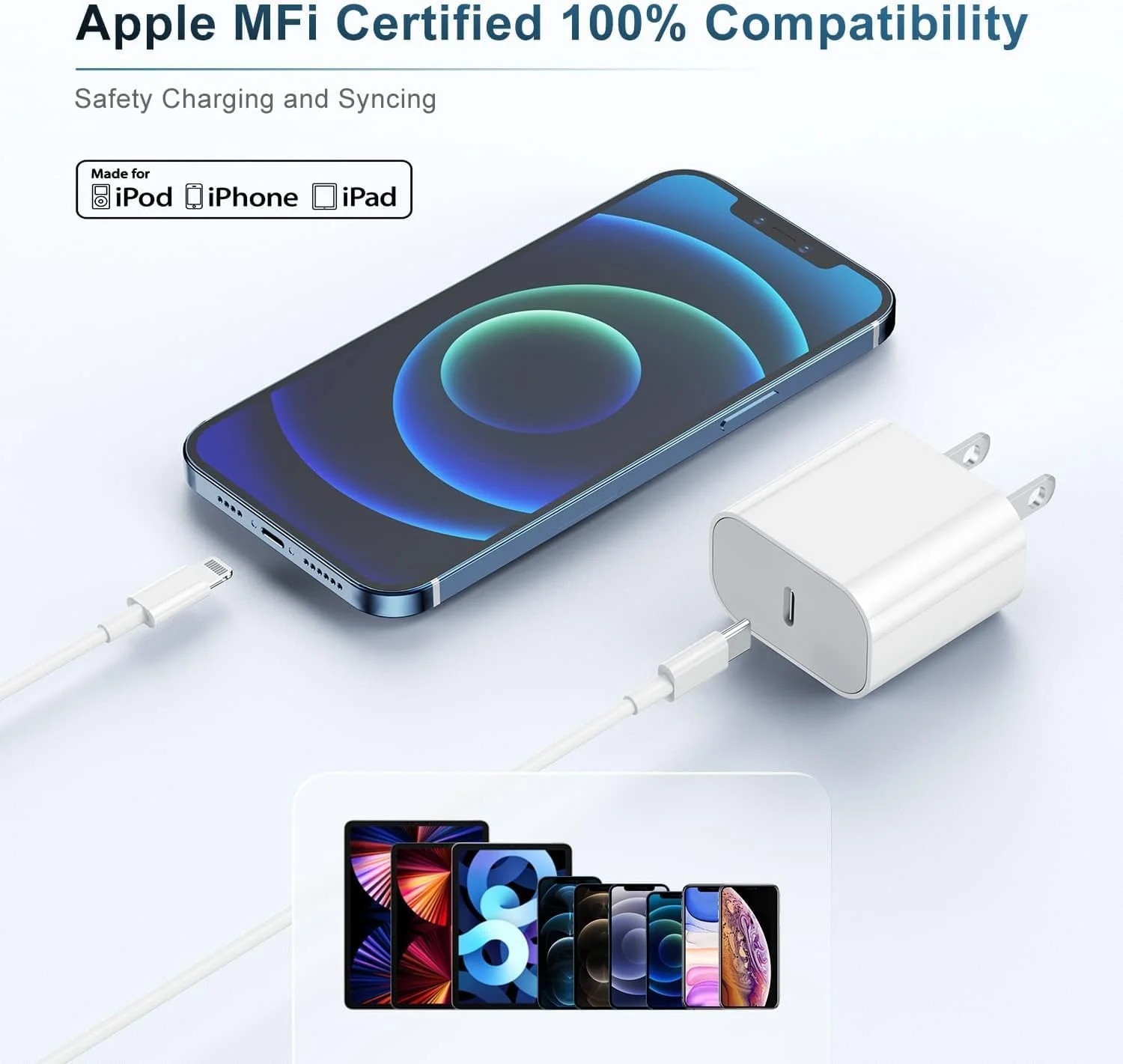 کابل USB-C به لایتنینگ، کابل شارژ سریع و انتقال داده 2 در 1، سرعت انتقال 480 مگابیت بر ثانیه، سازگار با سری آیفون و آیپد - بسته 2 عددی کابل USB-C به لایتنینگ، کابل شارژ سریع و انتقال داده 2 در 1، سرعت انتقال 480 مگابیت بر ثانیه، سازگار با سری آیفون و آیپد - بسته 2 عددی