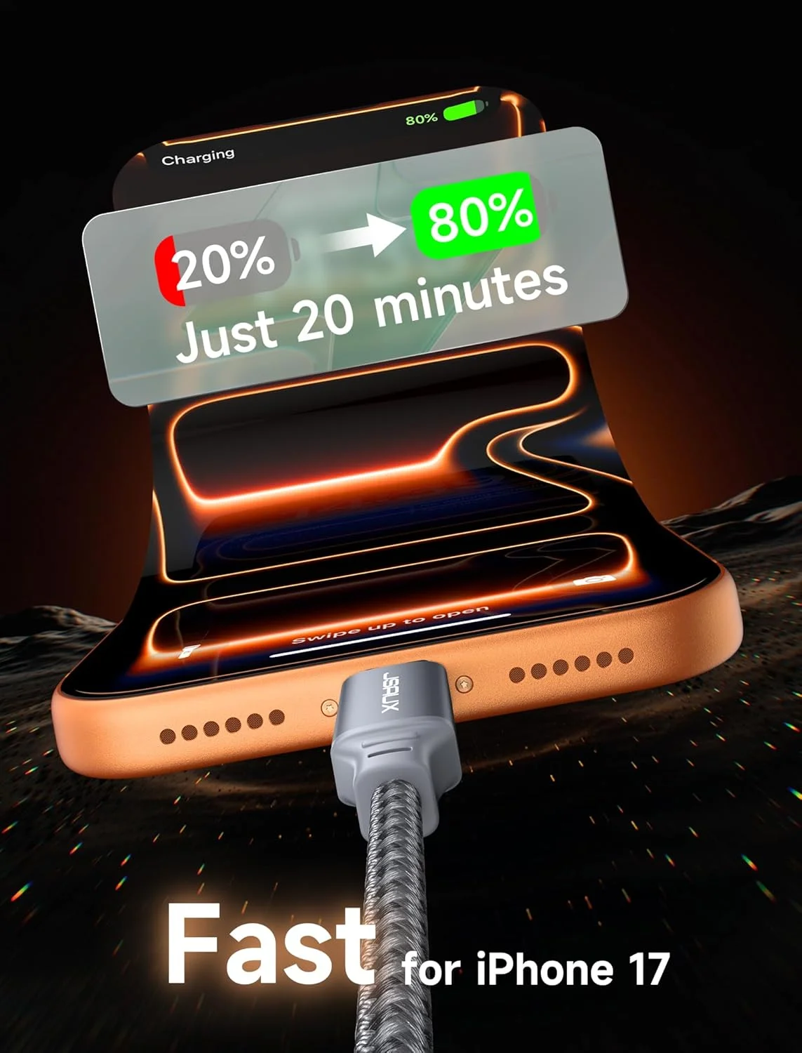 کابل Type C جی ساکس 2 متری 100 واتی، کابل USB C به USB C [بسته 2 عددی]، کابل USB C PD/QC شارژ سریع سازگار با سری iPhone 16/Plus/Pro Max/15، MacBook، iPad mini 6/Pro، S23/S24 Ultra، Pixel - خاکستری