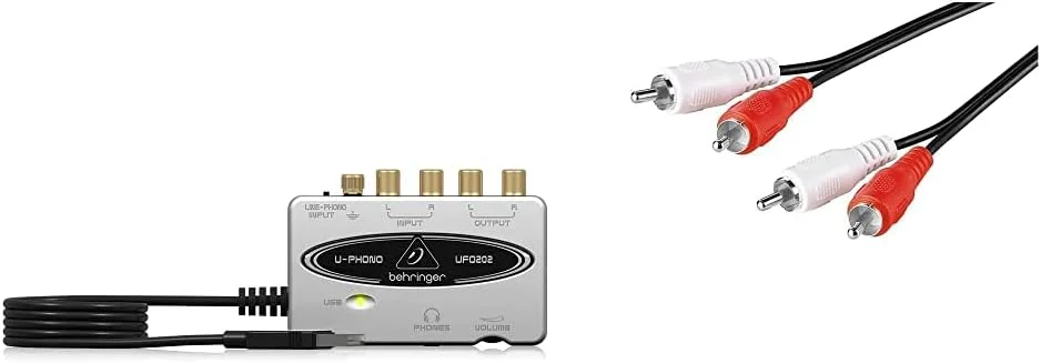 کارت صدای USB Behringer U-Control UFO202 با 2 ورودی/2 خروجی با ورودی های فونو/لاین (دیجیتالی کردن صفحات گرامافون/MC) و کابل RCA گووبای 50030 با 2 فیش RCA به 2 فیش RCA به طول 5 متر، مشکی کارت صدای USB Behringer U-Control UFO202 با 2 ورودی/2 خروجی با ورودی های فونو/لاین (دیجیتالی کردن صفحات گرامافون/MC) و کابل RCA گووبای 50030 با 2 فیش RCA به 2 فیش RCA به طول 5 متر، مشکی