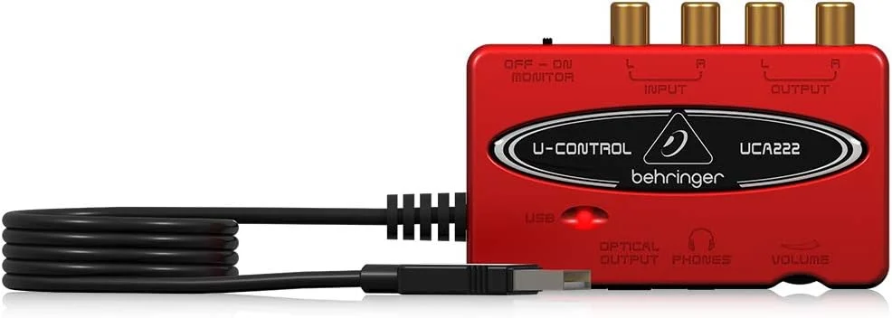 اینترفیس صوتی USB بیرینگر U-Control UCA222 با 2 ورودی/2 خروجی، تأخیر بسیار کم و خروجی دیجیتال
