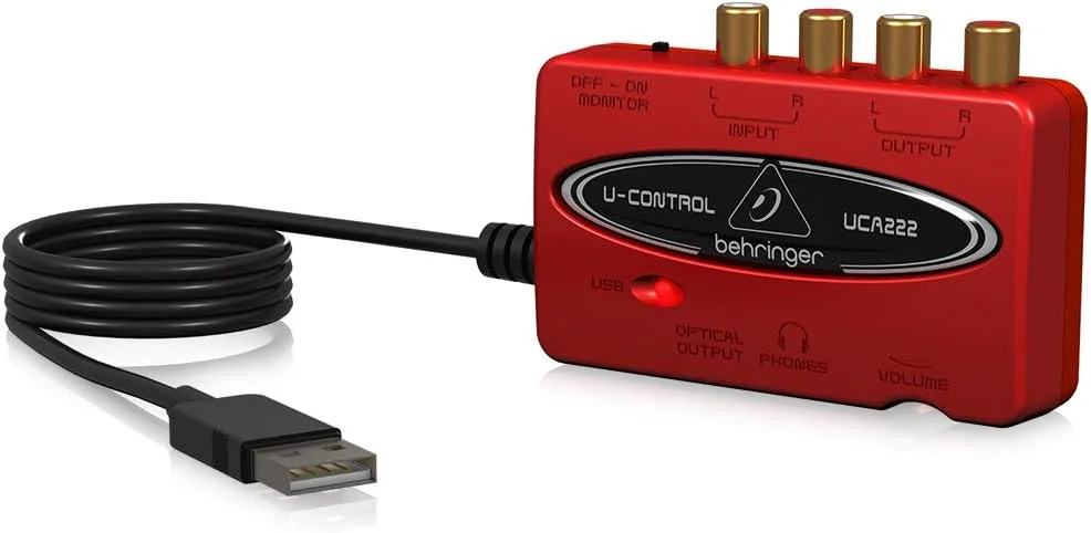 اینترفیس صوتی USB بیرینگر U-Control UCA222 با 2 ورودی/2 خروجی، تأخیر بسیار کم و خروجی دیجیتال