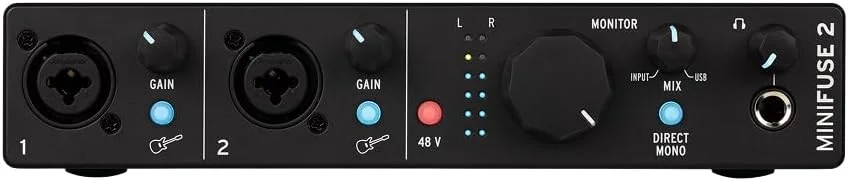 Arturia - MiniFuse 2 - رابط صوتی USB جمع و جور با نرم افزار خلاقانه برای ضبط، تولید، پادکست و گیتار با کیفیت بالا - مشکی