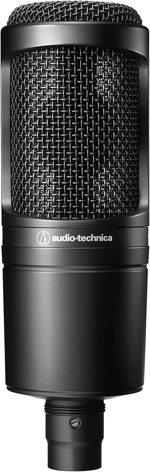 میکروفون کاندنسر کاردیوئید Audio-Technica AT2020 (اتصال XLR) برای صداگذاری، پادکست، آواز یا ضبط زنده سازها و کارت صدای کامپیوتر Behringer UMC22 میکروفون کاندنسر کاردیوئید Audio-Technica AT2020 (اتصال XLR) برای صداگذاری، پادکست، آواز یا ضبط زنده سازها و کارت صدای کامپیوتر Behringer UMC22