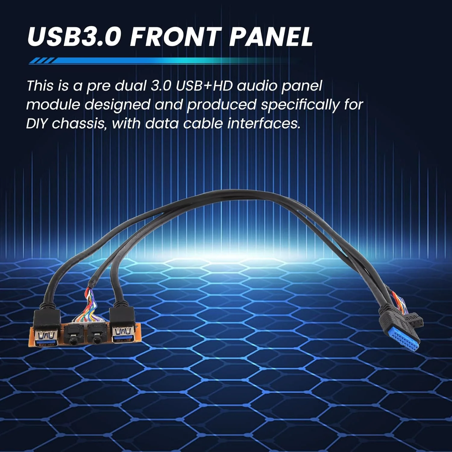 پنل جلویی 60 سانتی متری با پورت های USB3.0 + USB3.0 + اتصالات صوتی HD، برد ورودی/خروجی + کابل داخلی، سیم پنل USB، سیم افزایش طول DIY پنل جلویی 60 سانتی متری با پورت های USB3.0 + USB3.0 + اتصالات صوتی HD، برد ورودی/خروجی + کابل داخلی، سیم پنل USB، سیم افزایش طول DIY