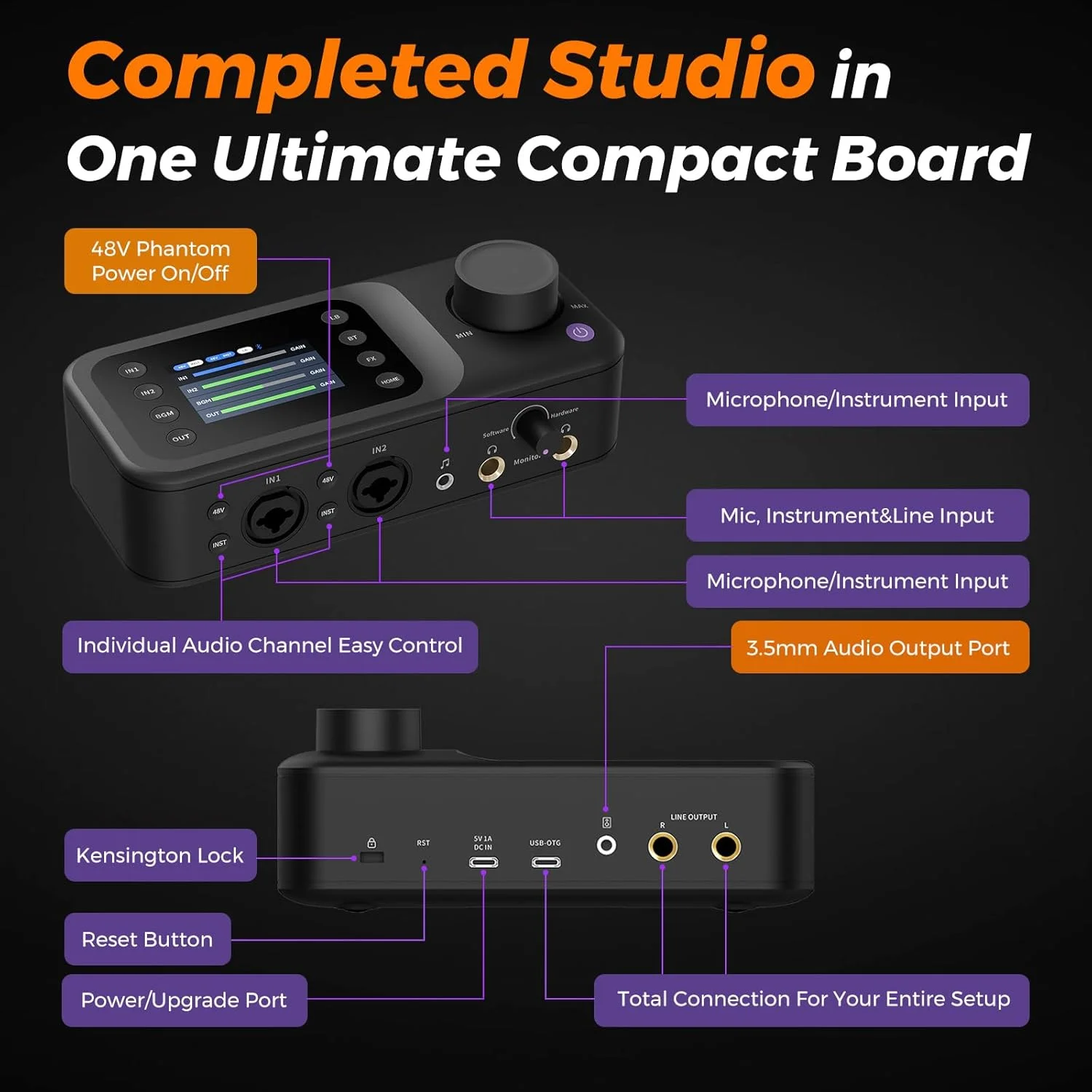 کارت صدای AMIX40U با پیش تقویت کننده حرفه ای/10 کانال/پورت صوتی دوگانه XLR یا 6.35 میلی متری/فانتوم پاور 48 ولت/بلوتوث/صفحه نمایش LCD، میکسر صوتی قابل حمل برای گیتاریست ها/تهیه کنندگان در رایانه شخصی/مک کارت صدای AMIX40U با پیش تقویت کننده حرفه ای/10 کانال/پورت صوتی دوگانه XLR یا 6.35 میلی متری/فانتوم پاور 48 ولت/بلوتوث/صفحه نمایش LCD، میکسر صوتی قابل حمل برای گیتاریست ها/تهیه کنندگان در رایانه شخصی/مک