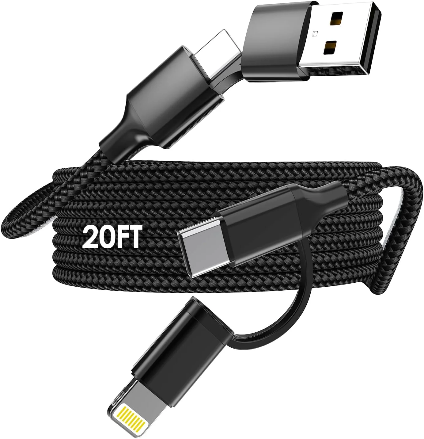 کابل شارژر آیفون بسیار بلند 6 متری، کابل USB-C و لایتنینگ با شارژ سریع 2 در 1 60 واتی، کابل شارژ بلند USB C اپل 6 متری برای آیفون 17/16/15/14/13/12/11، آیپد، مک بوک، شارژ در تخت، مبل کابل شارژر آیفون بسیار بلند 6 متری، کابل USB-C و لایتنینگ با شارژ سریع 2 در 1 60 واتی، کابل شارژ بلند USB C اپل 6 متری برای آیفون 17/16/15/14/13/12/11، آیپد، مک بوک، شارژ در تخت، مبل