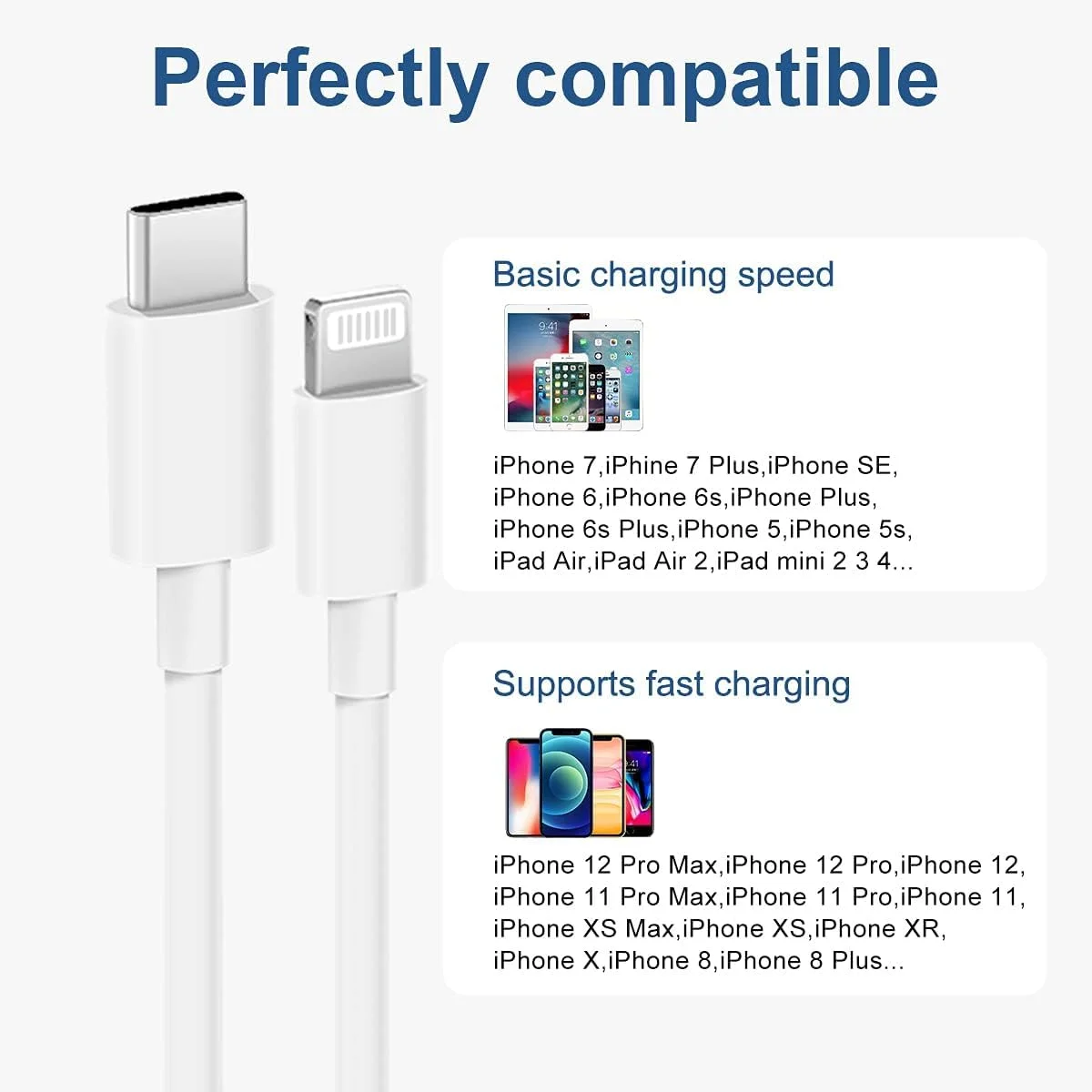 کابل لایتنینگ شارژ سریع آیفون [دارای گواهی Apple MFi] بسته 2 عددی کابل USB-C به لایتنینگ (2 متر) شارژ سریع سازگار با iPhone14/14 Plus/14 Pro/14 Pro Max/13/13pro/12/12 Pro/12 Pro Max/11/iPad