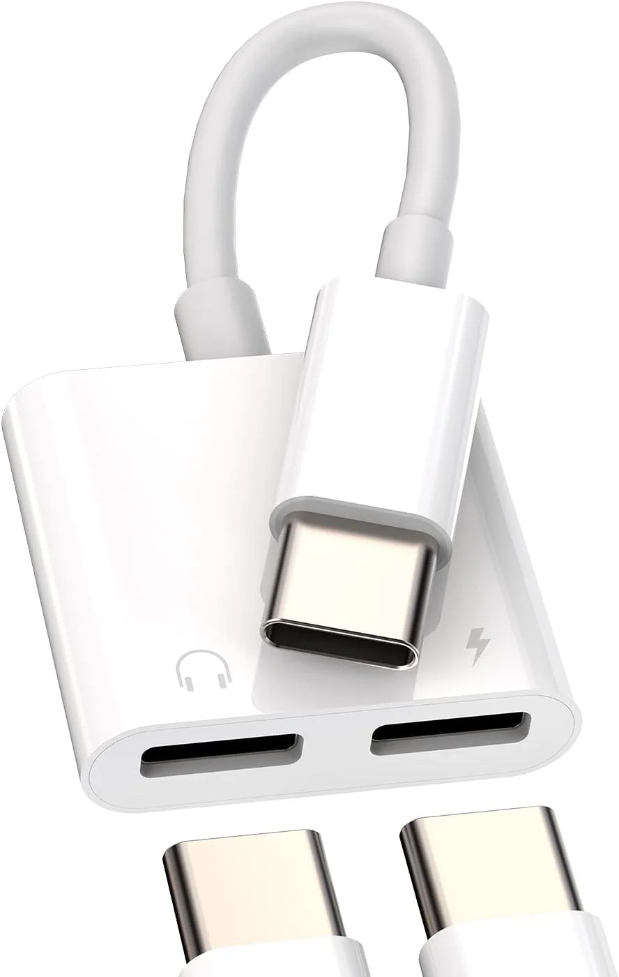 تبدیل دوگانه USB-C هدفون، داک شارژ و صدا 2 در 1 Type C سازگار با سامسونگ، اپل، آیفون 15 پرو مکس، آیپد پرو ایر، کابل تاندربولت تبدیل دوگانه USB-C هدفون، داک شارژ و صدا 2 در 1 Type C سازگار با سامسونگ، اپل، آیفون 15 پرو مکس، آیپد پرو ایر، کابل تاندربولت