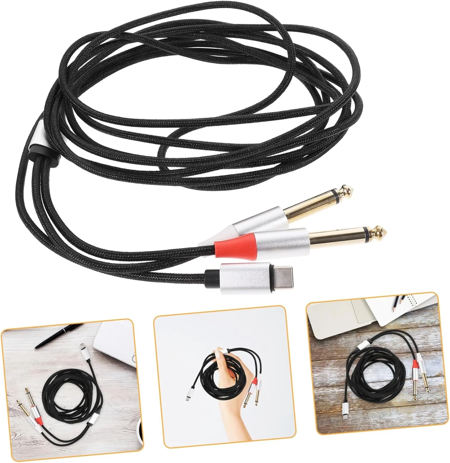 کابل صوتی دوگانه USB-C، کابل آداپتور Plug & Play برای تلفن هوشمند، تبلت، لپ تاپ، سازگار با آمپلی فایر، بلندگو، میکسر صدا، کابل اتصال صوتی با کیفیت بالا کابل صوتی دوگانه USB-C، کابل آداپتور Plug & Play برای تلفن هوشمند، تبلت، لپ تاپ، سازگار با آمپلی فایر، بلندگو، میکسر صدا، کابل اتصال صوتی با کیفیت بالا