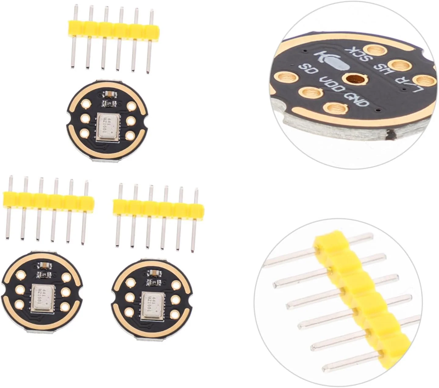 ۳ عدد ماژول میکروفون همه جهته، رابط I2S با دقت بالا، مصرف برق پایین، پاسخ فرکانسی باند پهن مسطح برای صدای طبیعی، سازگار با لحیم کاری مجدد ۳ عدد ماژول میکروفون همه جهته، رابط I2S با دقت بالا، مصرف برق پایین، پاسخ فرکانسی باند پهن مسطح برای صدای طبیعی، سازگار با لحیم کاری مجدد