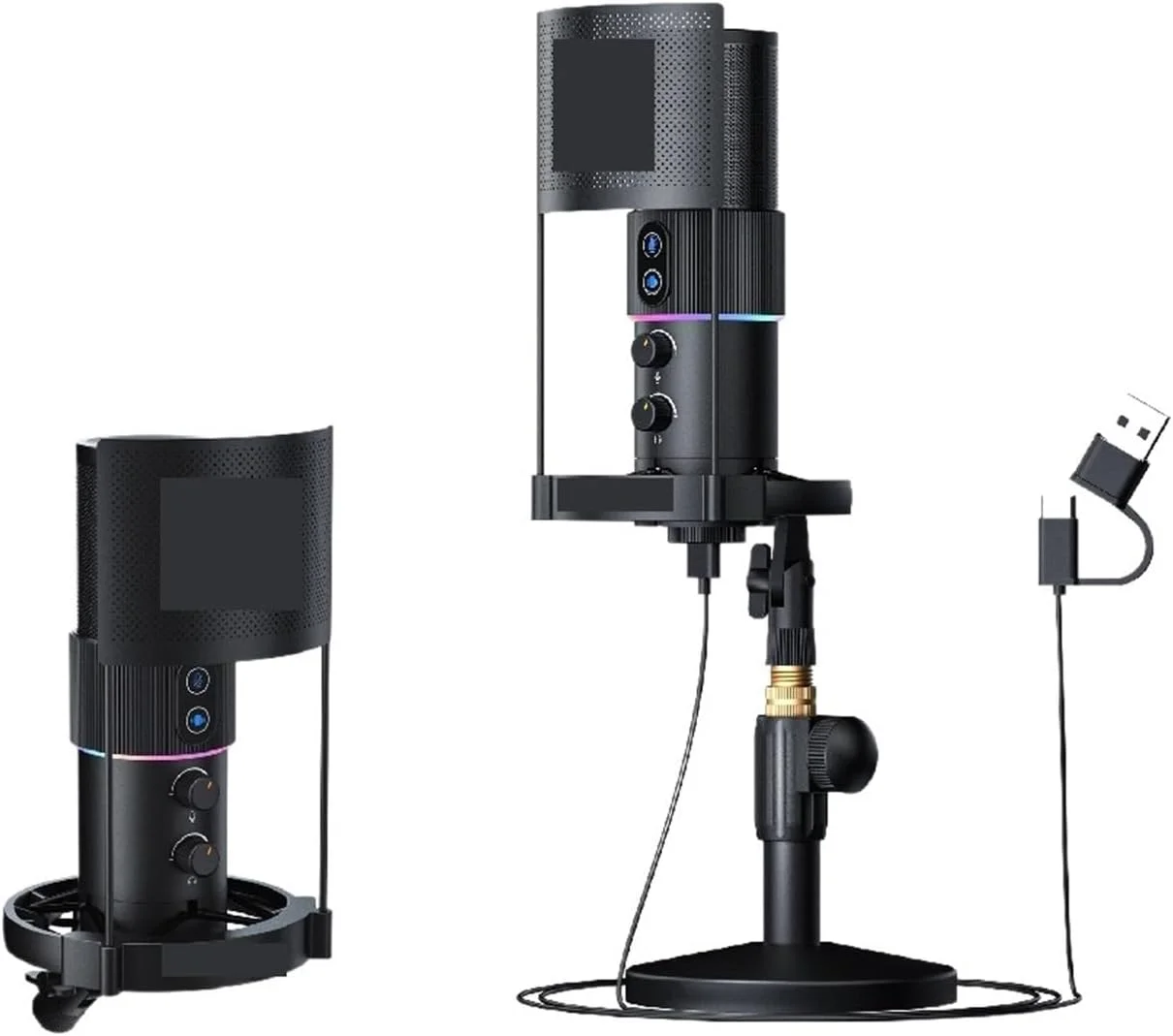 تجهیزات پادکست، میکروفون ضبط USB مدل STA-U2D، میکروفون پادکست کامپیوتر برای PC/PS4/Mac، چهار الگوی ضبط برای آواز، بازی (مشکی 1)