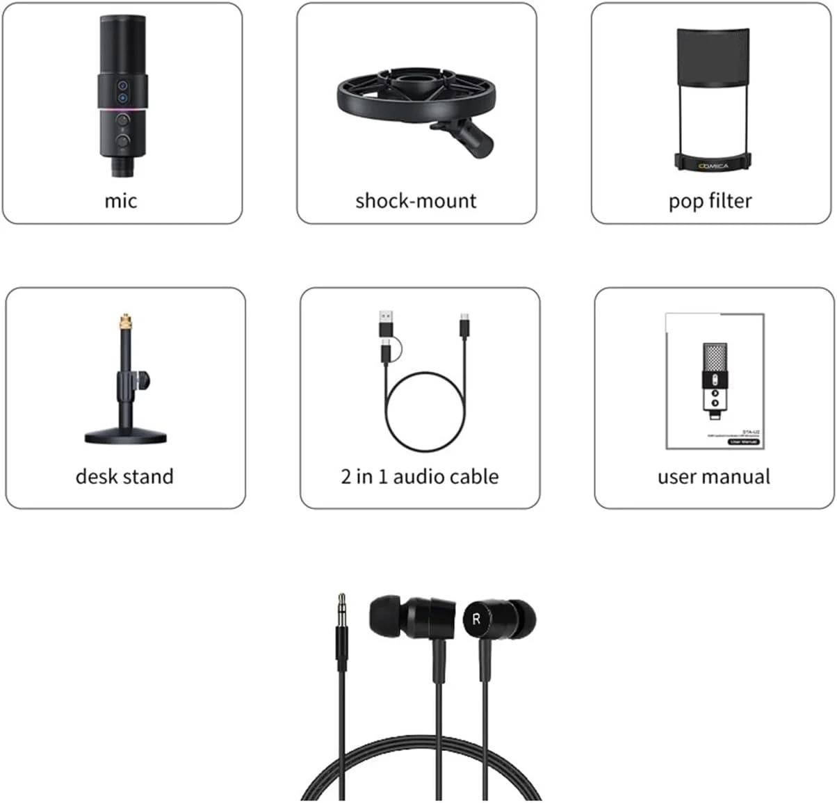 تجهیزات پادکست، میکروفون ضبط USB مدل STA-U2D، میکروفون پادکست کامپیوتر برای PC/PS4/Mac، چهار الگوی ضبط برای آواز، بازی (مشکی 1) تجهیزات پادکست، میکروفون ضبط USB مدل STA-U2D، میکروفون پادکست کامپیوتر برای PC/PS4/Mac، چهار الگوی ضبط برای آواز، بازی (مشکی 1)