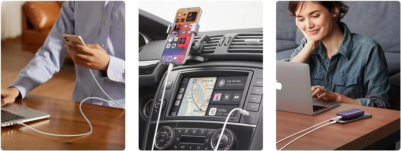 کابل شارژ آیفون 1 متری [دارای گواهی MFi] کابل لایتنینگ 2.4 آمپر، USB A به لایتنینگ با توان 20 وات، سازگار با آیفون 14/14 پرو/پلاس/پرو مکس، سری 6 تا 13، آیپد