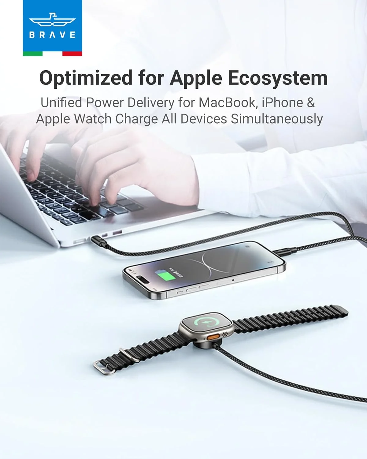 کابل شارژ سریع 3 در 1 BRAVE Trivolt 100W، USB-C به USB-C، لایتنینگ 20W و شارژر مغناطیسی ساعت اپل 2.5W، سیم داده بافته شده نایلونی 1.2 متری برای آیفون 17 پرو مکس، S25 Ultra، مک بوک (مشکی، BDC-53) کابل شارژ سریع 3 در 1 BRAVE Trivolt 100W، USB-C به USB-C، لایتنینگ 20W و شارژر مغناطیسی ساعت اپل 2.5W، سیم داده بافته شده نایلونی 1.2 متری برای آیفون 17 پرو مکس، S25 Ultra، مک بوک (مشکی، BDC-53)