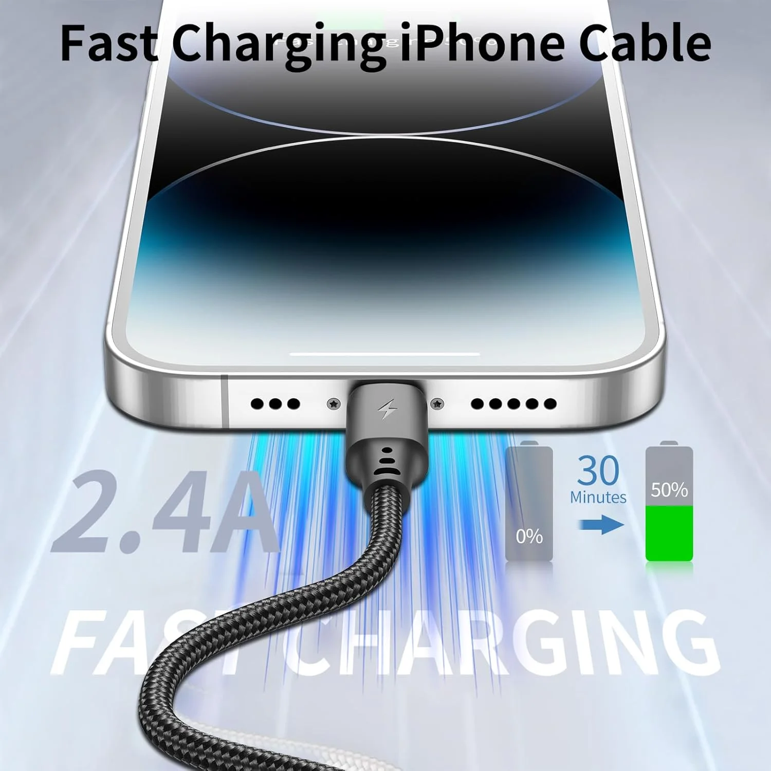 کابل شارژ کوتاه 15 سانتی‌متری آیفون، [دارای گواهی MFi] بسته‌ی 3 عددی کابل لایتنینگ به USB بافته شده برای شارژ سریع آیفون 14، 13، 12، 11 پرو/مکس/مینی Xs SE2/iPad/Carplay