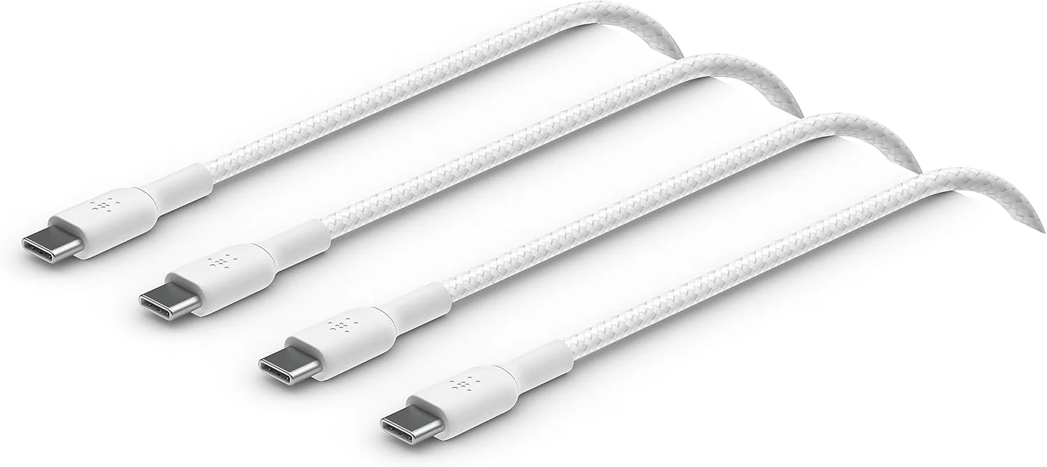 کابل شارژ سریع USB-C بافته شده Belkin BoostCharge، کابل شارژ USB نوع C برای شارژ سریع آیفون 16، 15، سامسونگ گلکسی S24، S23، پیکسل، آیپد، مک بوک، نینتندو و غیره - 1 متر، بسته 2 عددی، سفید کابل شارژ سریع USB-C بافته شده Belkin BoostCharge، کابل شارژ USB نوع C برای شارژ سریع آیفون 16، 15، سامسونگ گلکسی S24، S23، پیکسل، آیپد، مک بوک، نینتندو و غیره - 1 متر، بسته 2 عددی، سفید