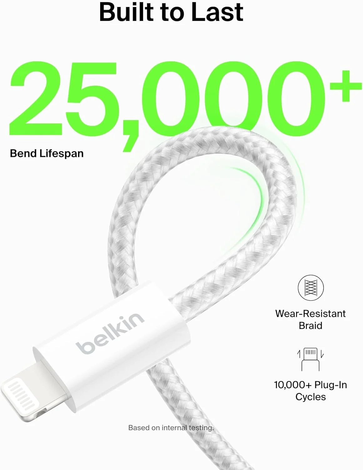 کابل لایتنینگ به USB-A بافته شده بلکین، 1.5 متری، بسته 2 عددی - کابل نرم، انعطاف پذیر و شارژ سریع، کابل شارژ آیفون برای آیفون 14 و سری های قبلی، آیپد نسل 9 و ایرپادز - سفید کابل لایتنینگ به USB-A بافته شده بلکین، 1.5 متری، بسته 2 عددی - کابل نرم، انعطاف پذیر و شارژ سریع، کابل شارژ آیفون برای آیفون 14 و سری های قبلی، آیپد نسل 9 و ایرپادز - سفید