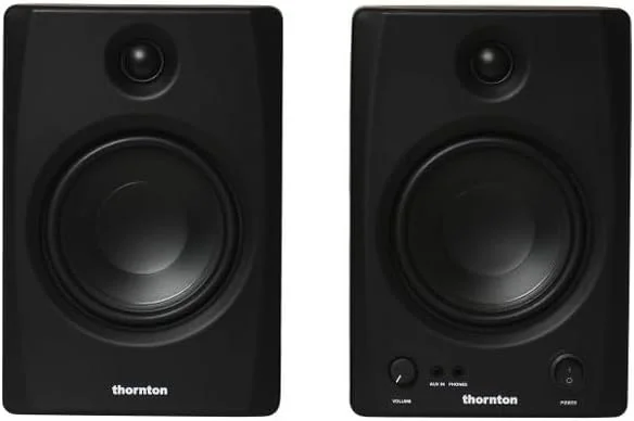 مانیتورهای استودیویی فعال Thornton Pure 50 (جفت) – 60 وات کلاس D، ورودی های متقارن/نامتقارن، خروجی هدفون، تنظیم آکوستیک و BT مانیتورهای استودیویی فعال Thornton Pure 50 (جفت) – 60 وات کلاس D، ورودی های متقارن/نامتقارن، خروجی هدفون، تنظیم آکوستیک و BT