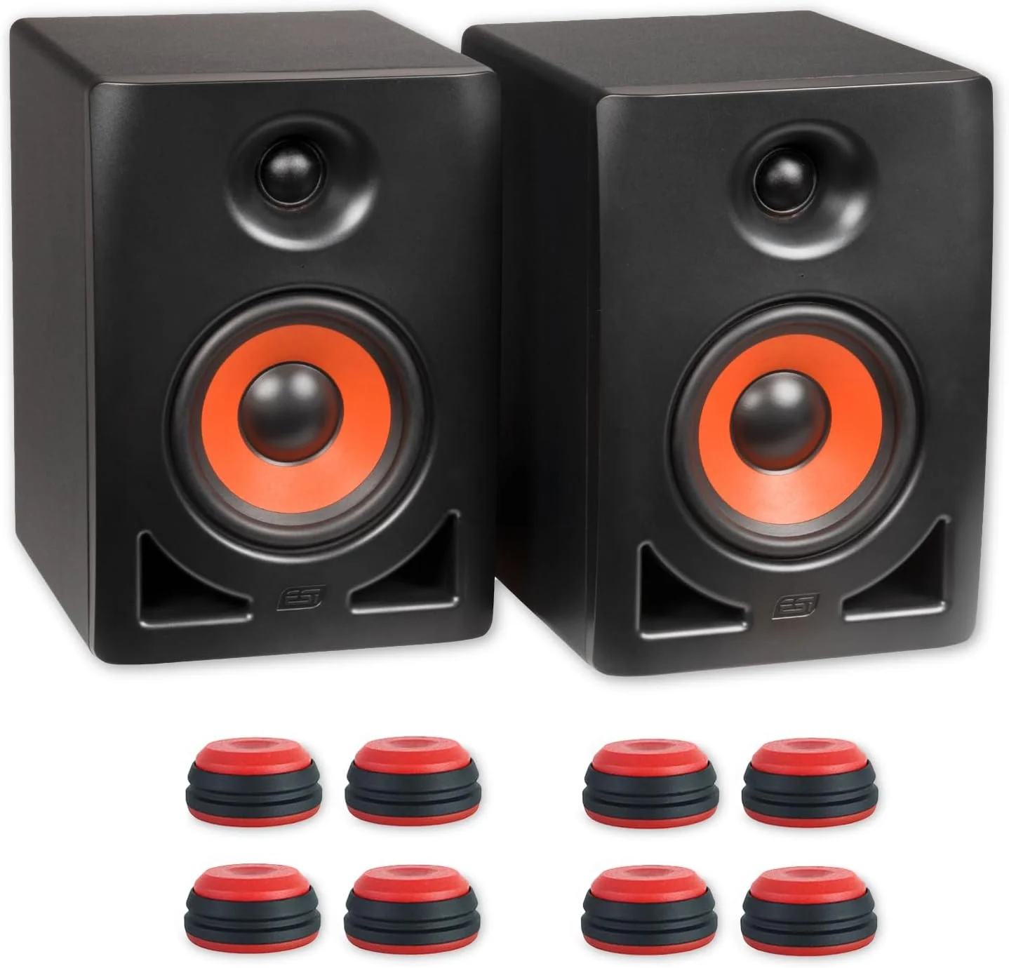 مانیتور استودیویی ESI Near i5 - یک جفت بلندگوی فعال + پایه های بلندگو کیپ درام قرمز