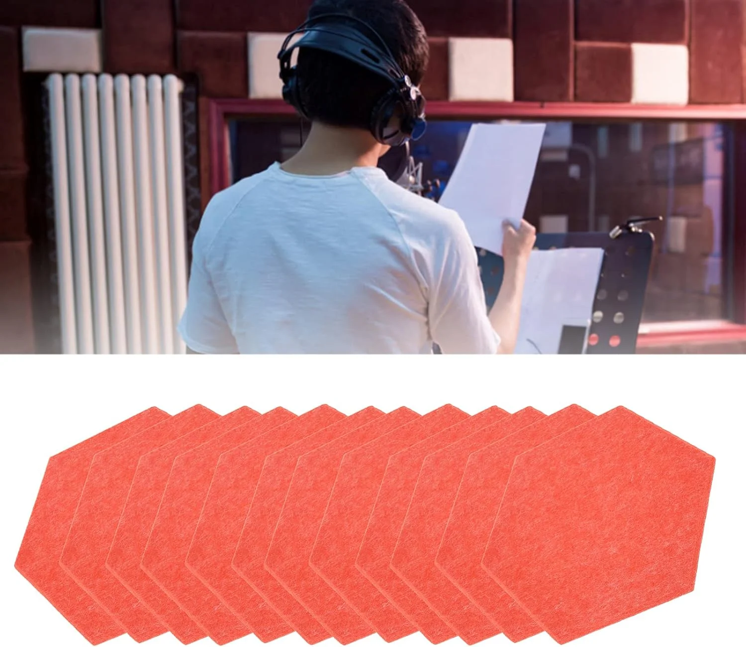 محافظ عایق میکروفون استودیویی حرفه ای 5 لایه، فیلتر پاپ تاشو با فوم EVA با چگالی بالا، مشکی، شامل 12 عدد پنل عایق صوتی و 5 عدد محافظ عایق میکروفون استودیویی حرفه ای 5 لایه، فیلتر پاپ تاشو با فوم EVA با چگالی بالا، مشکی، شامل 12 عدد پنل عایق صوتی و 5 عدد