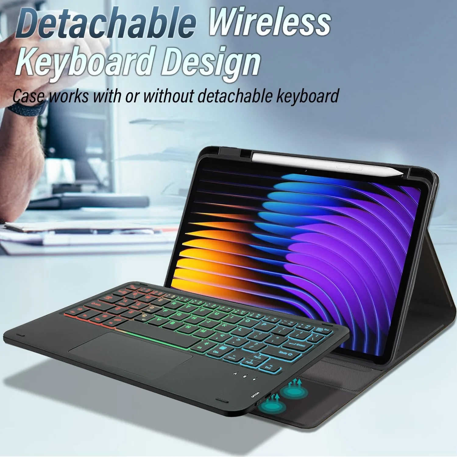 کیف کیبورد لمسی نور پس زمینه دار برای شیائومی می پد 7/می پد 7 پرو 11.2 اینچ 2024، کیبورد بی سیم با نور پس زمینه رنگین کمانی 3 ناحیه ای با کیف باریک پایه دار برای شیائومی می پد 7/می پد 7 پرو 11.2 اینچی کیف کیبورد لمسی نور پس زمینه دار برای شیائومی می پد 7/می پد 7 پرو 11.2 اینچ 2024، کیبورد بی سیم با نور پس زمینه رنگین کمانی 3 ناحیه ای با کیف باریک پایه دار برای شیائومی می پد 7/می پد 7 پرو 11.2 اینچی