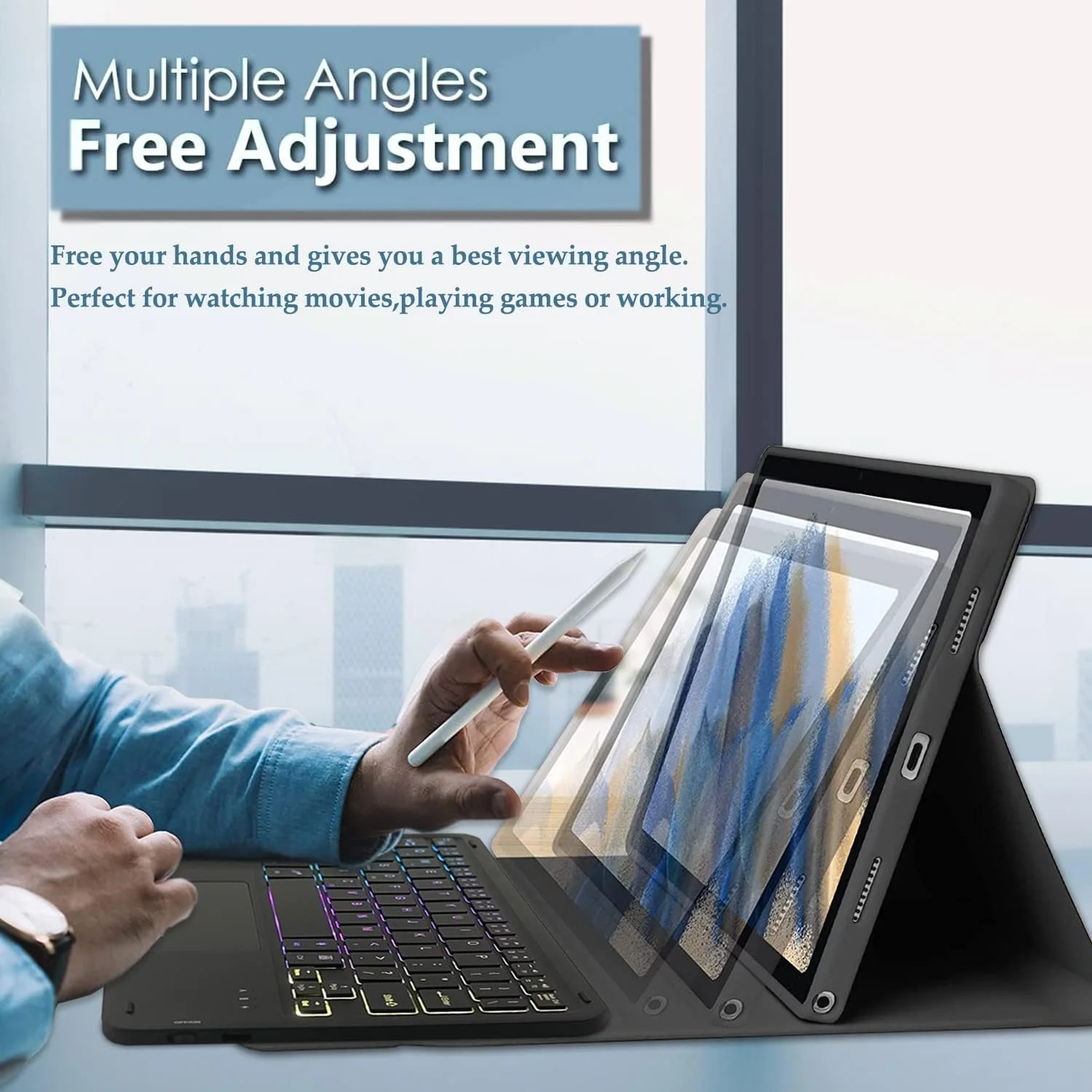 کیف کیبورد لمسی نور پس زمینه دار برای شیائومی می پد 7/می پد 7 پرو 11.2 اینچ 2024، کیبورد بی سیم با نور پس زمینه رنگین کمانی 3 ناحیه ای با کیف باریک پایه دار برای شیائومی می پد 7/می پد 7 پرو 11.2 اینچی کیف کیبورد لمسی نور پس زمینه دار برای شیائومی می پد 7/می پد 7 پرو 11.2 اینچ 2024، کیبورد بی سیم با نور پس زمینه رنگین کمانی 3 ناحیه ای با کیف باریک پایه دار برای شیائومی می پد 7/می پد 7 پرو 11.2 اینچی