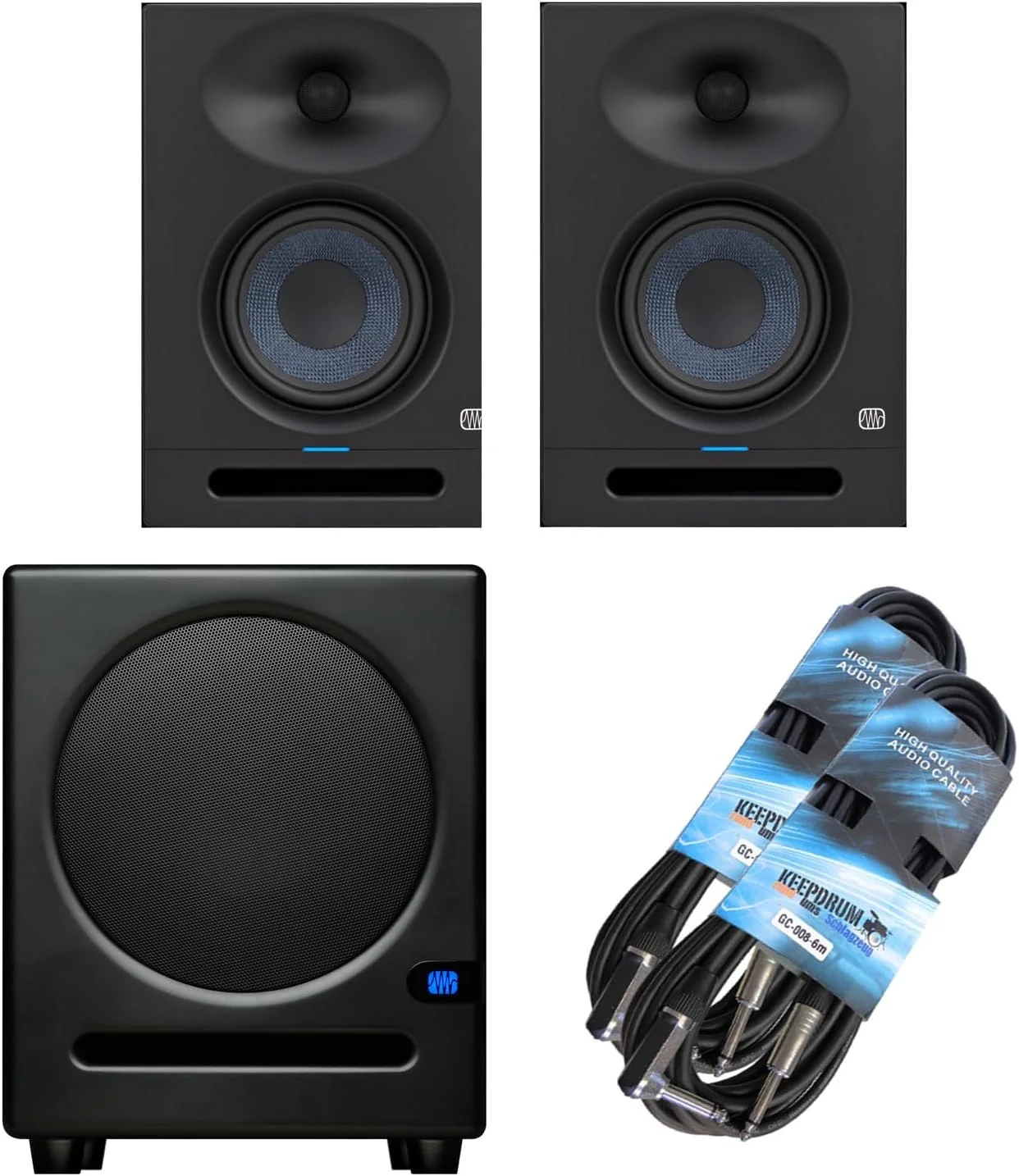 اسپیکر مانیتورینگ استودیویی اکتیو پریسونوس Eris Studio 5 (یک جفت) + ساب ووفر Eris Sub 8 BT + 2 عدد کابل کیپ درام اسپیکر مانیتورینگ استودیویی اکتیو پریسونوس Eris Studio 5 (یک جفت) + ساب ووفر Eris Sub 8 BT + 2 عدد کابل کیپ درام