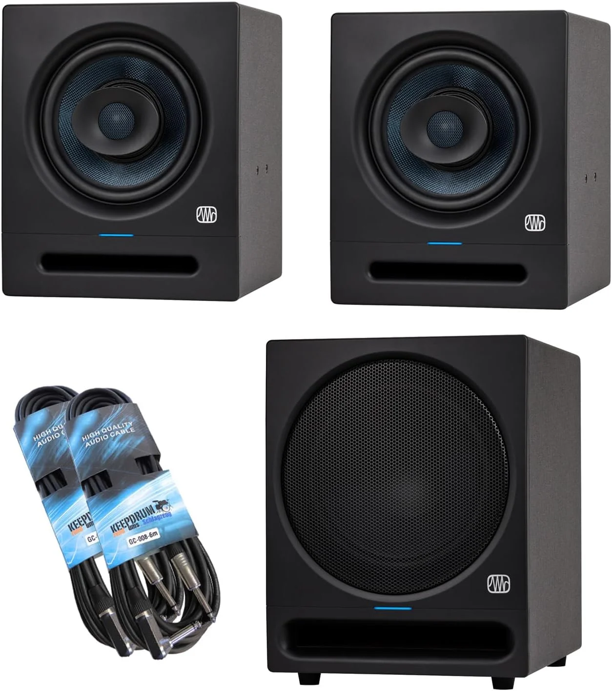 اسپیکر مانیتور استودیویی اکتیو پریسونوس Eris Pro 8 (یک جفت) به همراه ساب ووفر Eris Pro Sub 10 و 2 عدد کابل جک کیپ درام اسپیکر مانیتور استودیویی اکتیو پریسونوس Eris Pro 8 (یک جفت) به همراه ساب ووفر Eris Pro Sub 10 و 2 عدد کابل جک کیپ درام