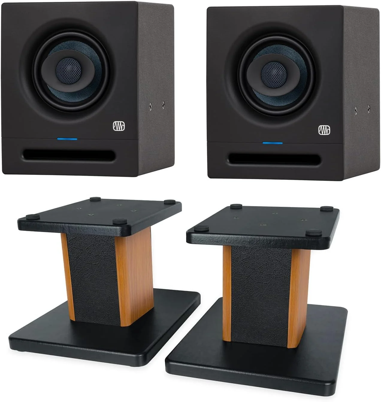 مانیتور استودیویی اکتیو Presonus Eris Pro 4 (یک جفت) به همراه پایه مانیتور keepdrum با روکش چوب رزوود مانیتور استودیویی اکتیو Presonus Eris Pro 4 (یک جفت) به همراه پایه مانیتور keepdrum با روکش چوب رزوود