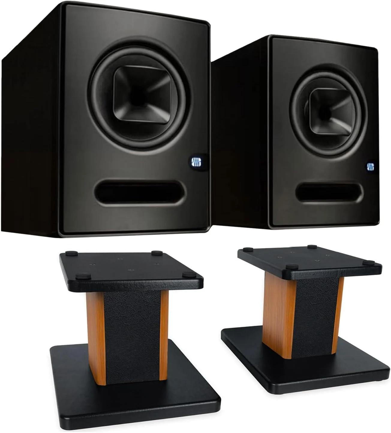 یک جفت مانیتور استودیویی Presonus Sceptre S8 به همراه پایه مانیتور keepdrum مدل Palisander یک جفت مانیتور استودیویی Presonus Sceptre S8 به همراه پایه مانیتور keepdrum مدل Palisander