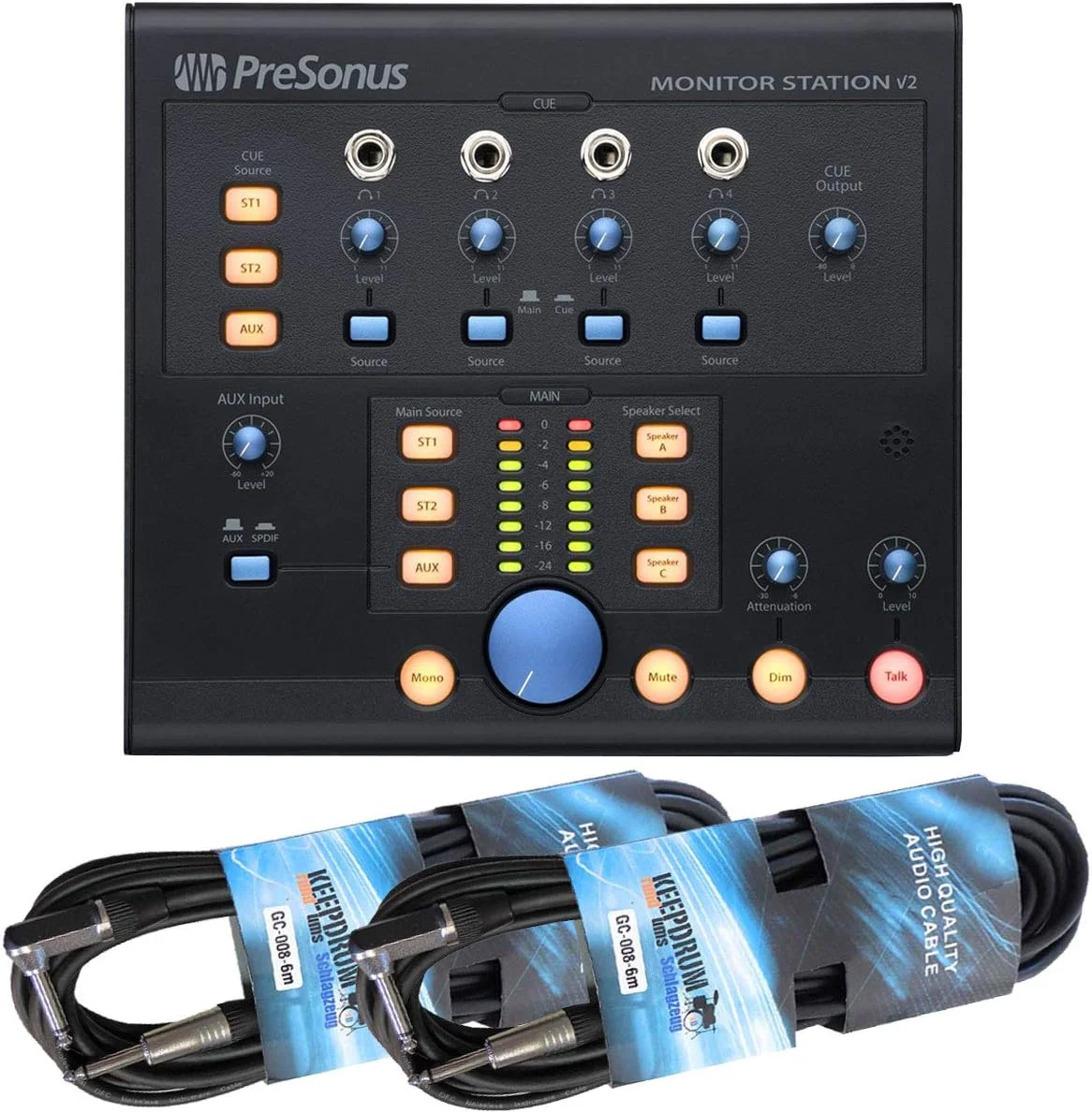 کنترلر مانیتور و هدفون Presonus Monitor Station V2 + 2 عدد کابل جک Keedprum کنترلر مانیتور و هدفون Presonus Monitor Station V2 + 2 عدد کابل جک Keedprum