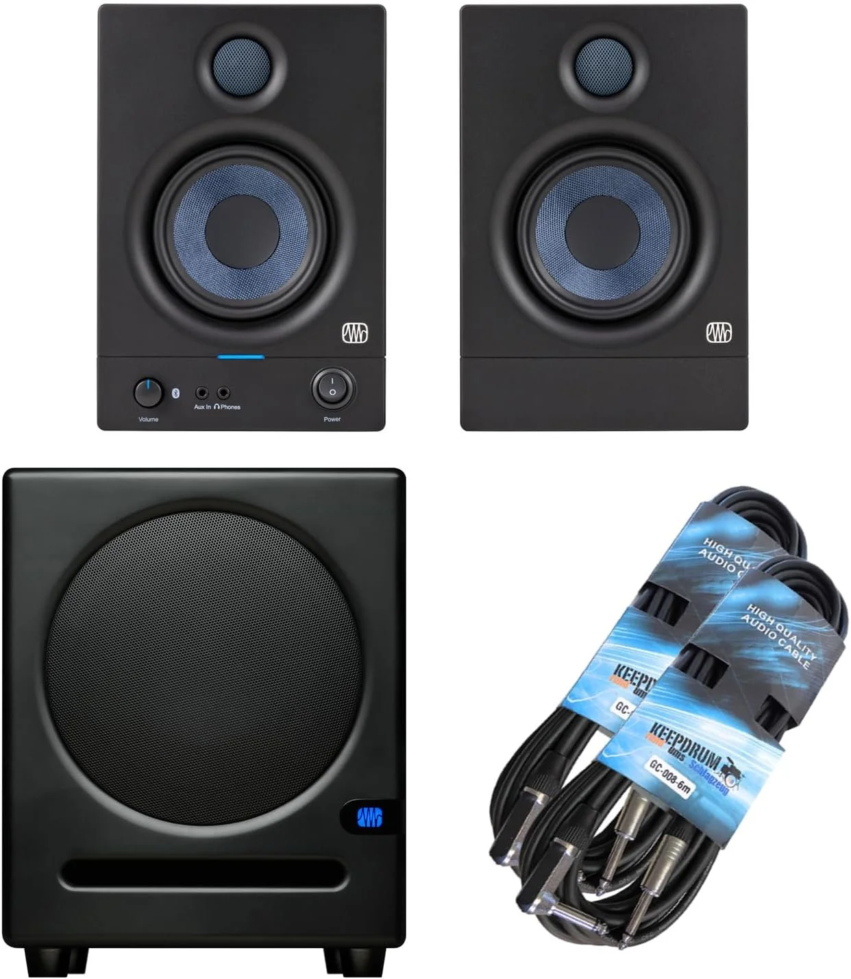 باند مانیتورینگ استودیویی اکتیو PreSonus Eris 4.5 BT بلوتوث 5.0 نسل دوم + ساب ووفر Eris Sub 8 BT + 2 عدد کابل کیپ درام باند مانیتورینگ استودیویی اکتیو PreSonus Eris 4.5 BT بلوتوث 5.0 نسل دوم + ساب ووفر Eris Sub 8 BT + 2 عدد کابل کیپ درام