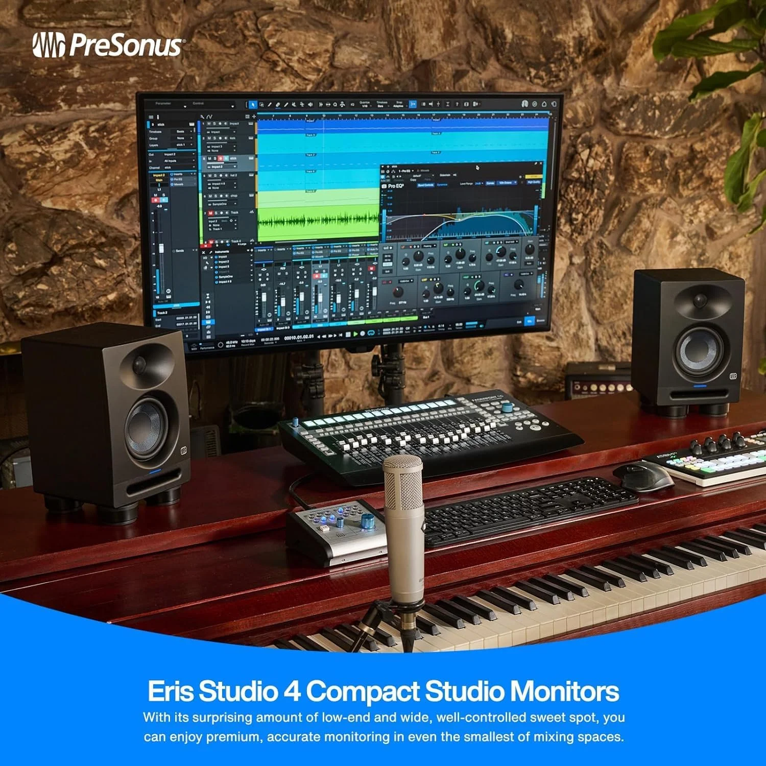 مانیتورهای استودیویی اکتیو Presonus Eris Studio 4، بلندگوهای 4.5 اینچی، 1 جفت + 2 عدد کابل کیپ درام مانیتورهای استودیویی اکتیو Presonus Eris Studio 4، بلندگوهای 4.5 اینچی، 1 جفت + 2 عدد کابل کیپ درام