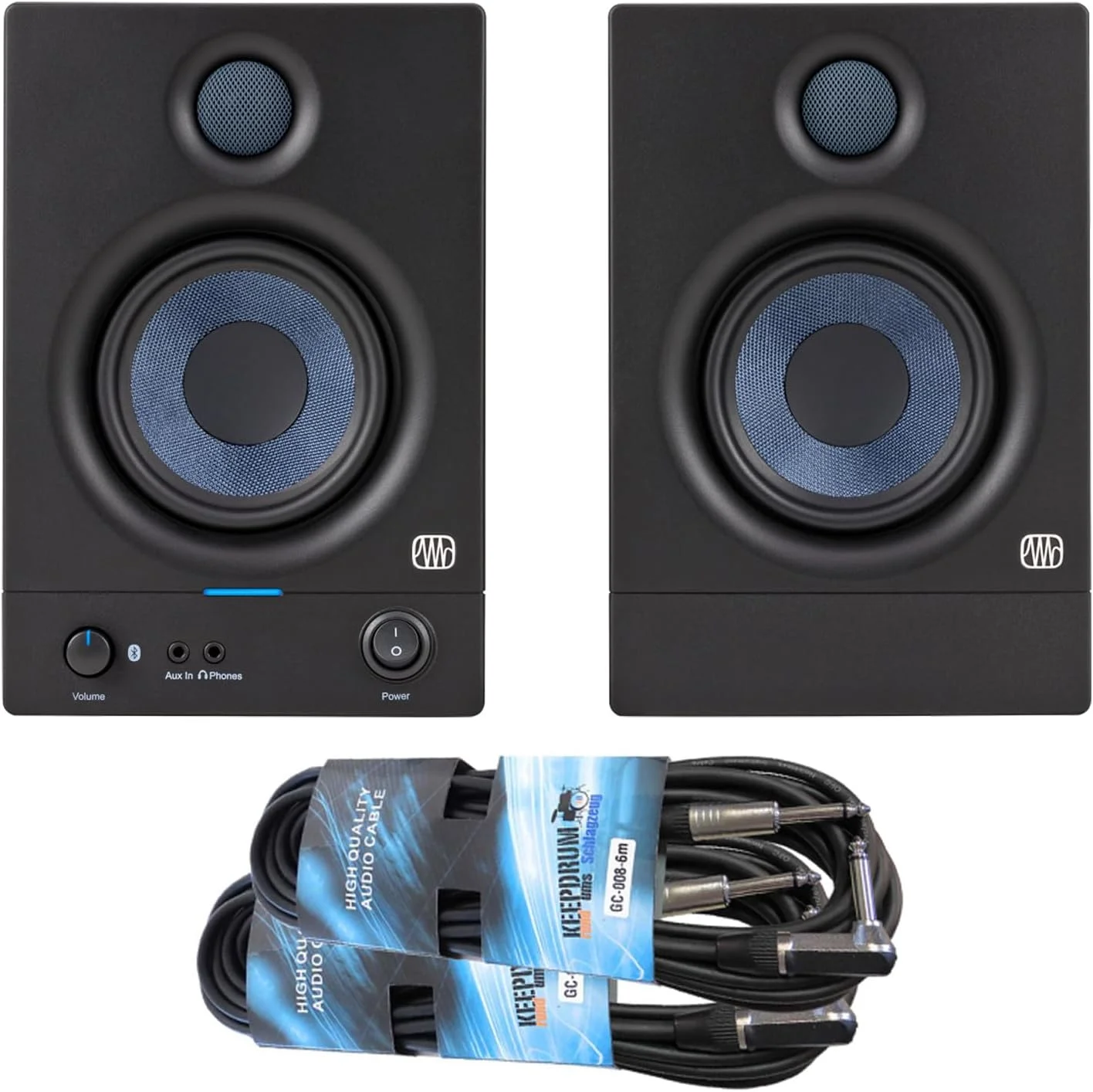 اسپیکرهای مانیتورینگ استودیویی بلوتوثی اکتیو PreSonus Eris 4.5BT نسل دوم مشکی + 2 عدد کابل جک کیپ درام