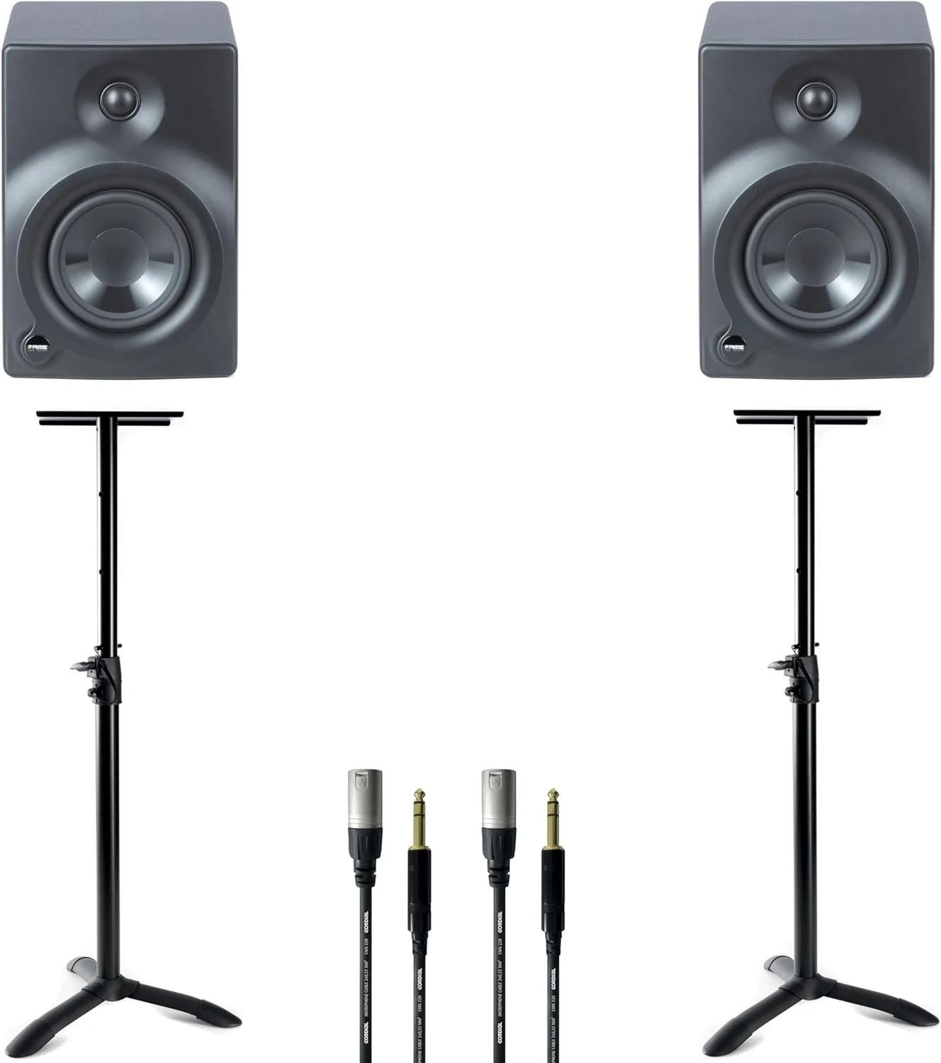 ست مانیتور استودیویی اکتیو Fame Audio Orbital 208S، دو-طرفه، ووفر 8 اینچی، توییتر 1 اینچی، 75 وات RMS، میدان نزدیک، مشکی، شامل 2 عدد مانیتور، 2 عدد کابل میکروفون، 2 عدد استند، ایده آل برای مانیتورینگ حرفه ای استودیو