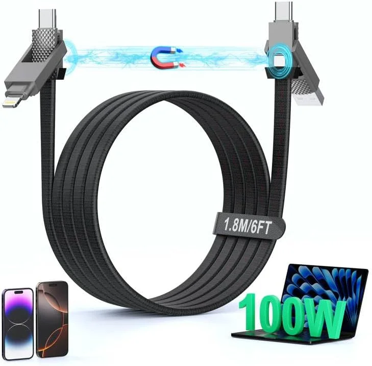 کابل شارژ 4 در 1 USB C 100W - کابل شارژر چندگانه 6 فوتی تخت بافته شده آیفون آیپد با لایتنینگ، USB-C برای آیفون 15/16، سامسونگ، آیپد، مک بوک - پشتیبانی از CarPlay و Android Auto کابل شارژ 4 در 1 USB C 100W - کابل شارژر چندگانه 6 فوتی تخت بافته شده آیفون آیپد با لایتنینگ، USB-C برای آیفون 15/16، سامسونگ، آیپد، مک بوک - پشتیبانی از CarPlay و Android Auto