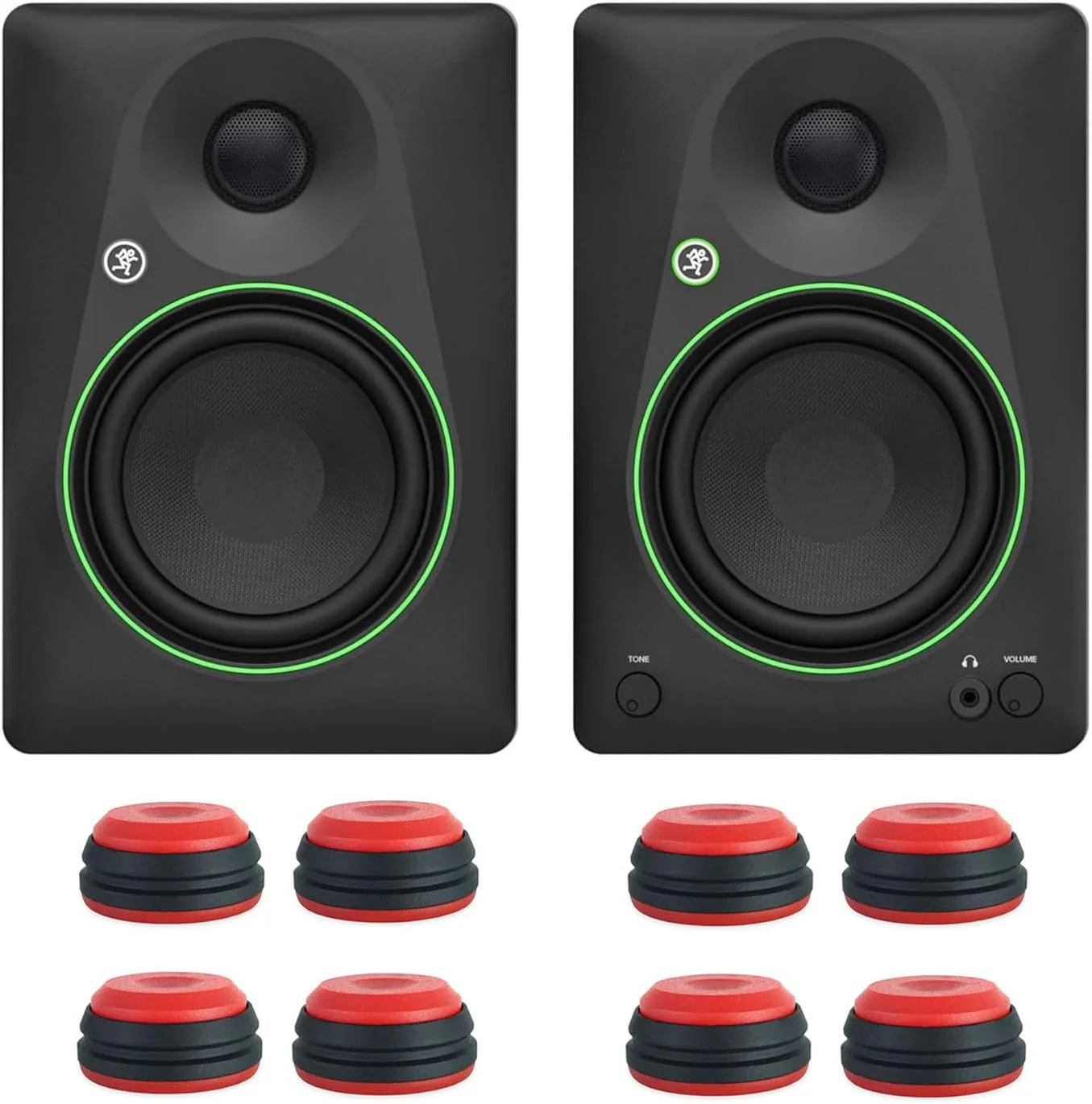 مانیتورهای استودیویی اکتیو 2-way مکی CR5BT با بلوتوث به همراه پایه های لرزه گیر بلندگو کیپ درام - قرمز